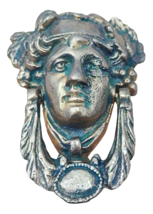 Pre-War Brass Knocker with Woman's Head, 1890s
