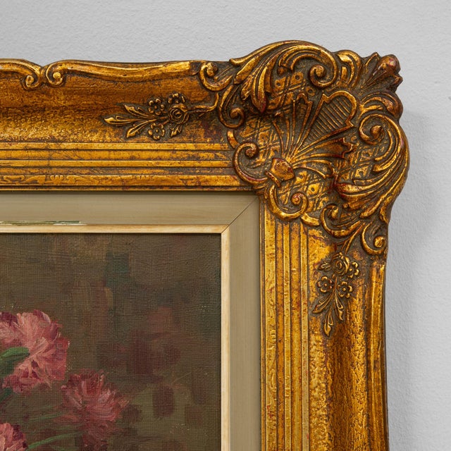 20th Century Belgian Still Life Bouquet Painting in Wooden Frame For Sale - Image 13 of 18