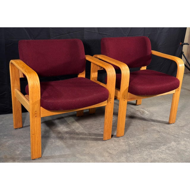 1980s Milo Baughman for Thayer Coggin Bentwood Oak Lounge Chairs, 1980s - A Pair For Sale - Image 5 of 14