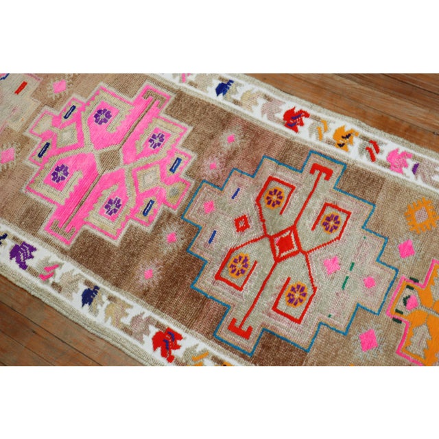 Mid-Century Modern Colorful Turkish Runner, 2'8'' X 12'7'' For Sale - Image 3 of 10