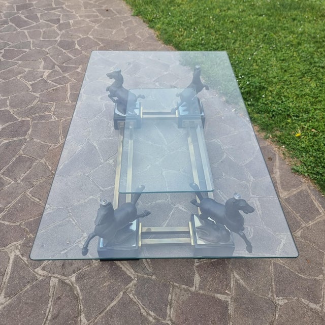 Table with Bronze Horses from Maison Charles, 1970s For Sale - Image 12 of 13
