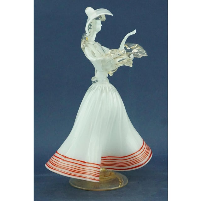 20th Century Murano Opaline Glass Sculpture of a Lady with Red and Gold Glass Paste attributed to Archimede Seguso, Italy For Sale - Image 8 of 18