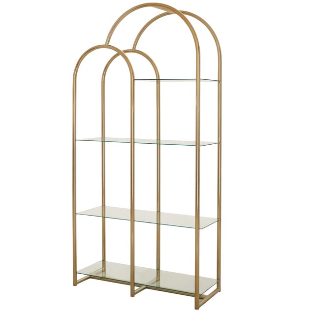 76”H x 37 1/2”W x 16"D This Midcentury-inspired étagère is a masterful blend of Hollywood Regency glamour and...