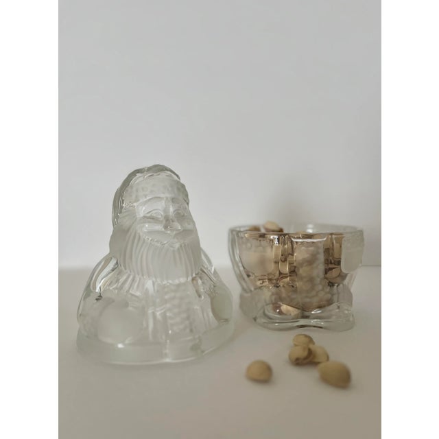 Vintage Modern Santa Stasher Jar in Clear Crystal Glass. This Santa is adorable! This can be used for cookies, candy...