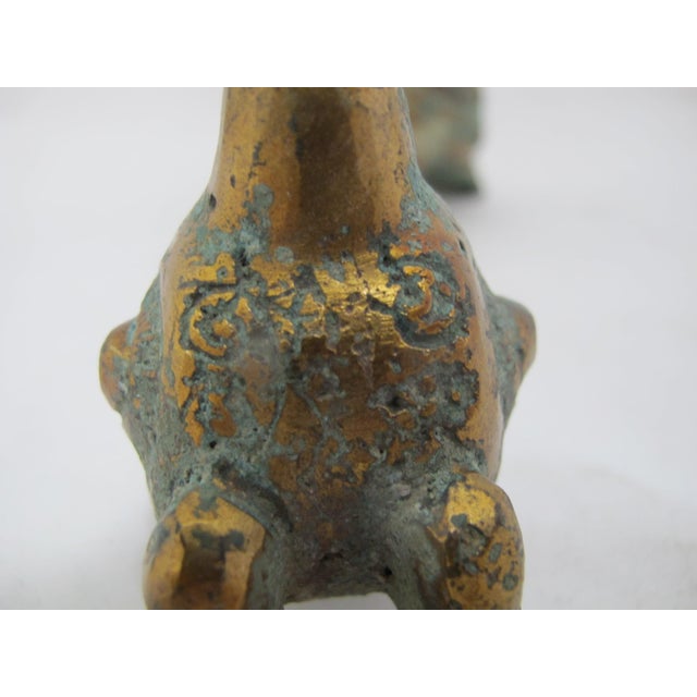 Chinese Archaic Bird Bronze Ware Gold Toad Accent Ritual Wine Vessel Pitcher For Sale - Image 10 of 18
