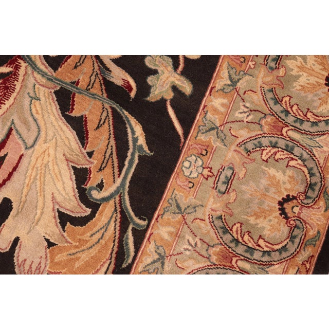 1990s Art Nouveau 1990's Pak-Persian Black/Green Wool Rug - 6'1'' X 9'3'' For Sale - Image 5 of 9