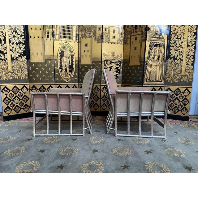 Bergere Armchairs in Silver Bamboo and Velvet, Set of 6 For Sale - Image 12 of 13