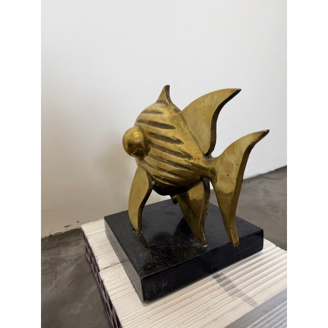 E Ferreira Netto Polished Bronze Fish Sculpture on Black Granite Base, 1985 For Sale - Image 11 of 17