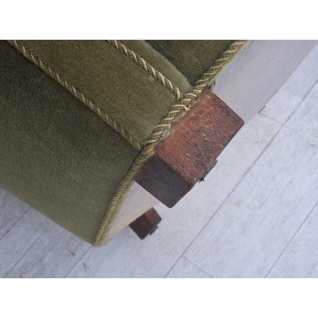 Danish Armchair in Green Velour and Beech, 1960s For Sale - Image 10 of 18