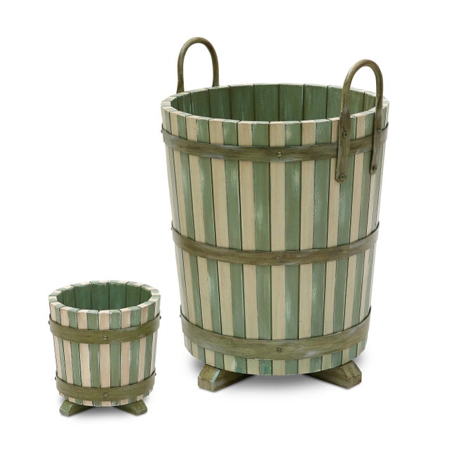 Bunny Williams Home Bunny Williams Home Hand-Painted Stripe Planter For Sale - Image 4 of 6