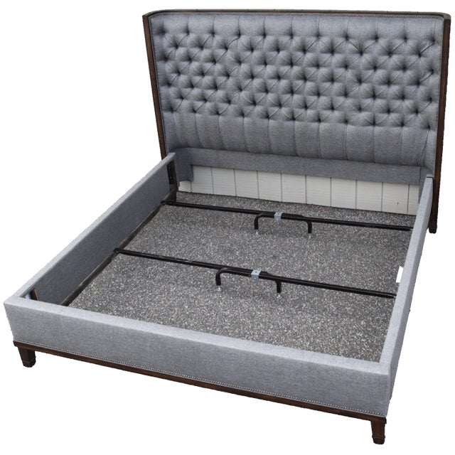 Store Item: Vanguard Furniture MICHAEL WEISS KING SIZE BED FRAME Tufted Grey Fabric Description: Michael Weiss King Bed....