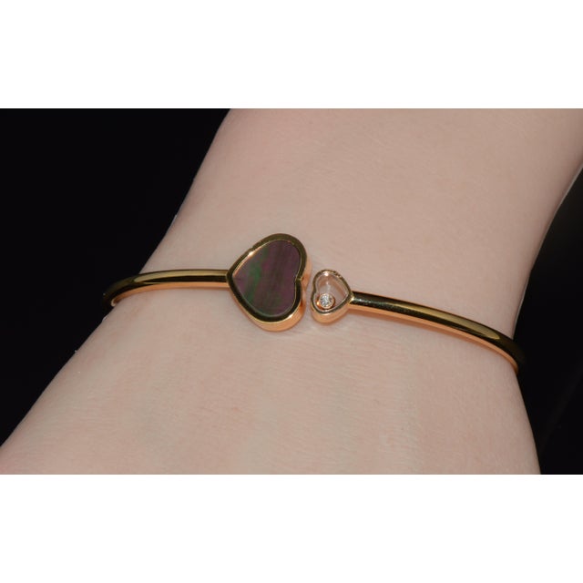 Chopard Late 20th Century Chopard Happy Hearts Tahitian Mother-of-Pearl Diamond 18k Rose Gold Bangle For Sale - Image 4 of 13