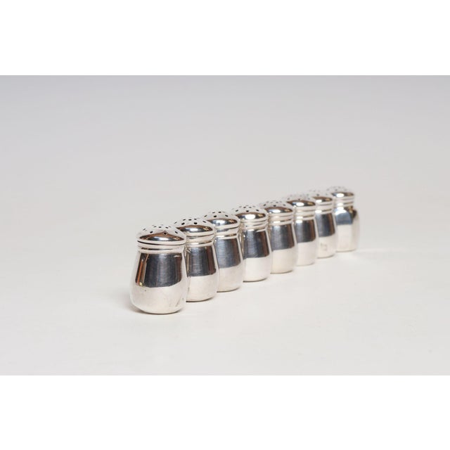 1930s Art Deco 8 Sterling Silver Salt Shakers by Revere and JWW With Retailer Georg Jensen Box For Sale In New York - Image 6 of 17