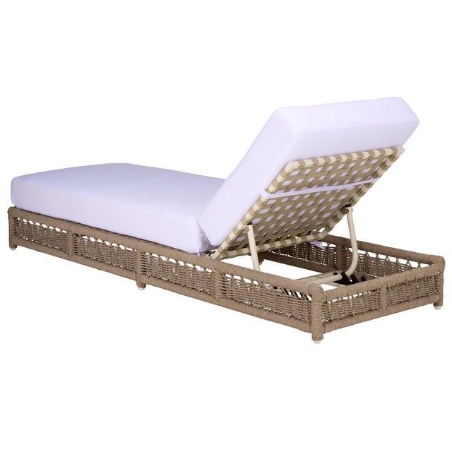 Transitional Callan Chaise Lounge, Heather Tan/White For Sale - Image 3 of 12