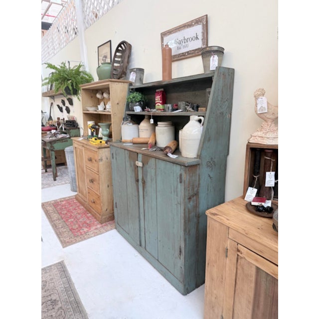 Mid 19th Century Mid 19th Century Antique Pine Hutch With Original Paint For Sale - Image 5 of 11