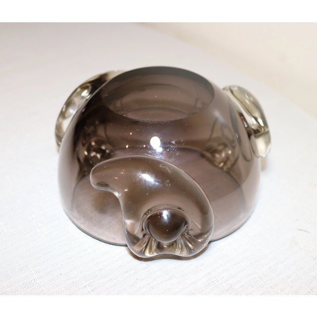 Vintage Hand Blown Murano Smokey Quartz Art Glass Cigarette Cigar Ashtray Italy For Sale - Image 10 of 11