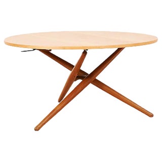 Mid-Century Adjustable Teak and Cherrywood Veneer Coffee Table by Jürg Bally for Wohnhilfe, 1950s For Sale