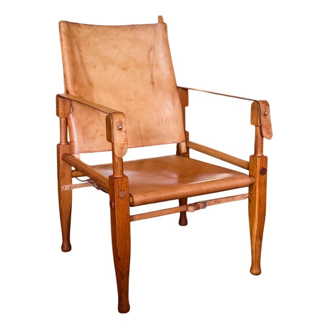 Cognac Leather Safari Chair from Wilhelm Kienzle, 1950s For Sale