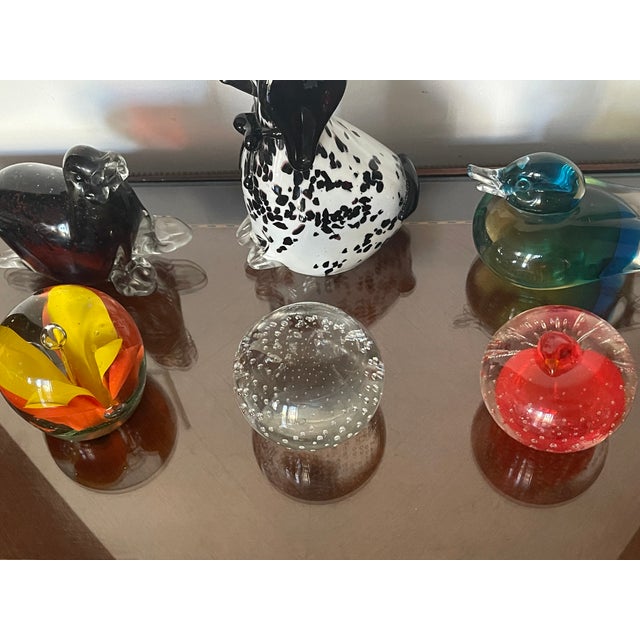 6 Vintage Mid 20 Th Century Art Glass Paperweights For Sale - Image 4 of 4