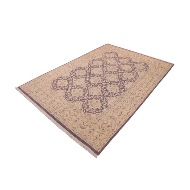 Boho Chic Ziegler Purple Gray Hand-Knotted Wool and Silk Rug-9'11'' X 14'2'' For Sale In New York - Image 6 of 8