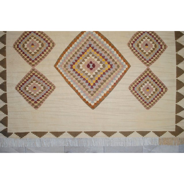 Turkish Silk Rug Kilim Hand Woven Oushak Made Luxury Home Area Rug - 6′4″ × 8′2″ For Sale - Image 9 of 16