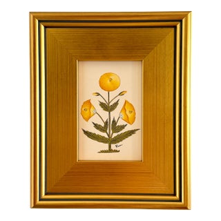 Original Hand-Painted Yellow Floral Motif Paining, Framed For Sale