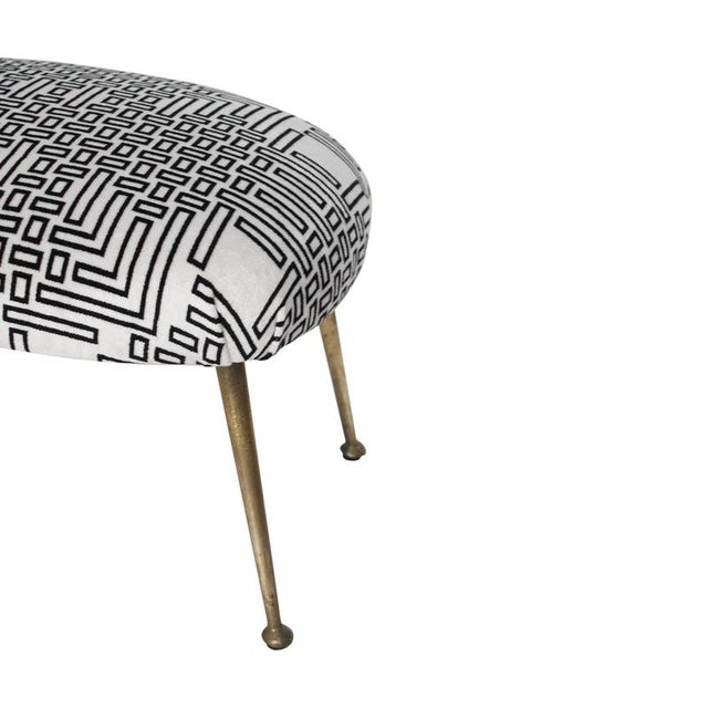 Black Mid-Century Black and White Geometric Footstool, Italy, 1950 For Sale - Image 8 of 9