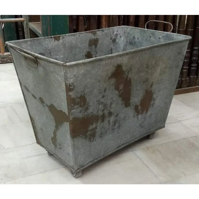 Planter Storage Bin 1970s Zinc For Sale - Image 4 of 8