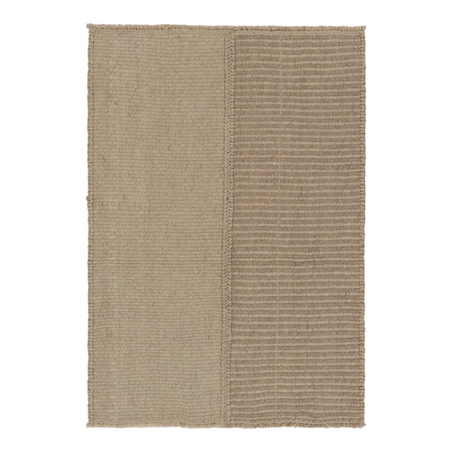 Rug & Kilim's Accent Kilim, Beige and Light Brown Textural Stripes For Sale