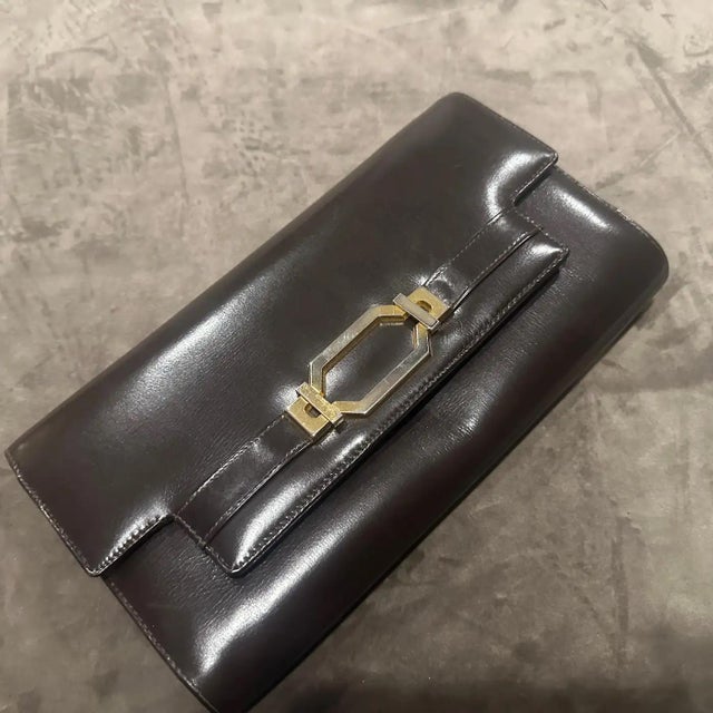 Brown 1970s Brown Leather Italian Clutch Bag For Sale - Image 8 of 13