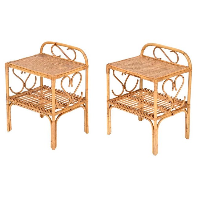 French Riviera Nightstands in Bamboo and Rattan by Franco Albini, 1960s, Set of 2 For Sale - Image 17 of 17