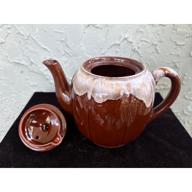Ceramic Vintage Japanese Drip Glaze Stoneware Teapot For Sale - Image 7 of 11