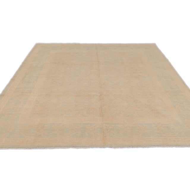 Modern Modern Khotan Style Tan Handmade Geometric Wool Rug For Sale - Image 3 of 9