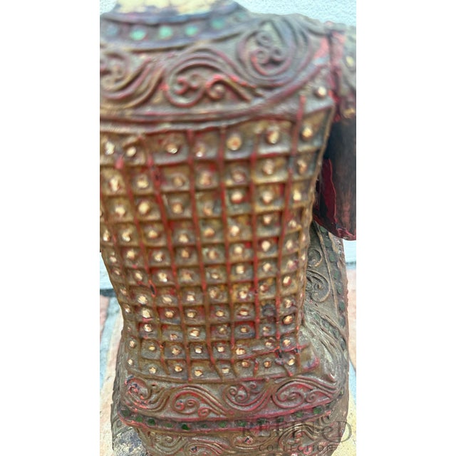 Mid 20th Century Hand-Carved Chinese Figural Sculpture of Seated Musician With Drum For Sale - Image 9 of 12