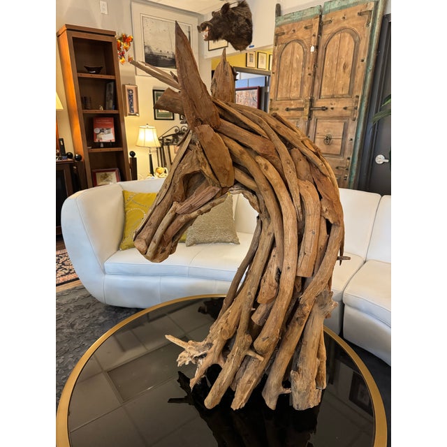 Large 42” Driftwood Horse Head Tabletop Sculpture For Sale - Image 4 of 11