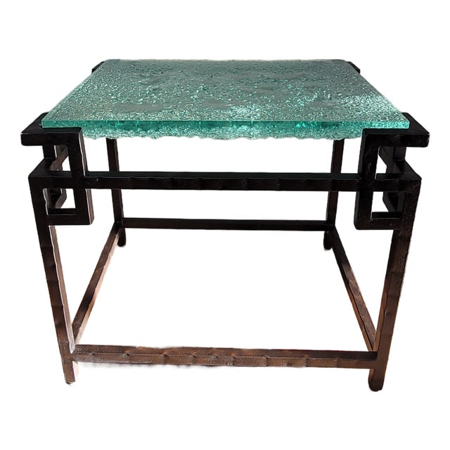 Tommy Bahama Home - Island Fusion Hermes Reef Glass Top End Table For Sale