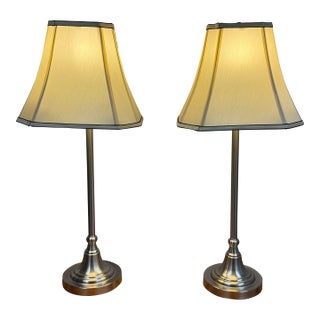 European Candlestick Table Lamps, Pair For Sale
