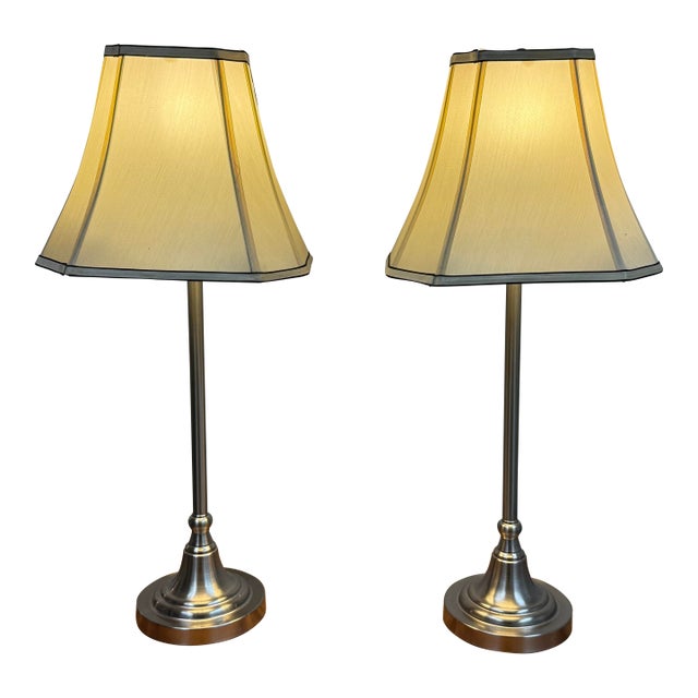 European Candlestick Table Lamps, Pair For Sale