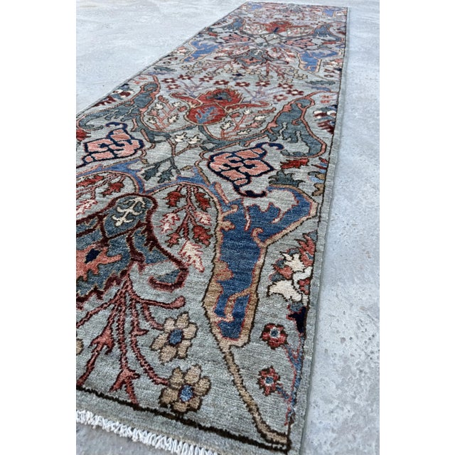Persian Bidjar design runner. Hand-knotted in Afghanistan in hand-spun highland lambswool. Hand-Spun Wool on a Cotton...