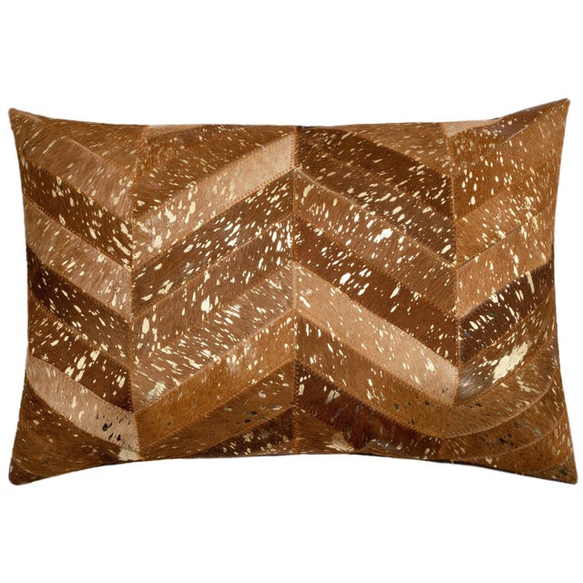 Textile Pair of Canvello Genuine Cowhide Leather Decorative Throw Pillows With Feather Down Insert Included For Sale - Image 7 of 9