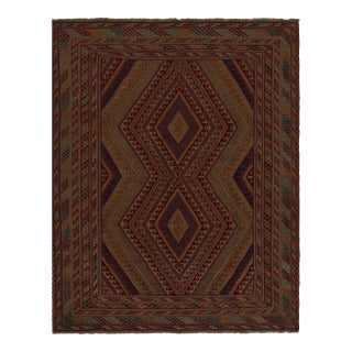 1950s Vintage Baluch Rug in Gold, Blue, Red & Green Patterns, From Rug & Kilim For Sale