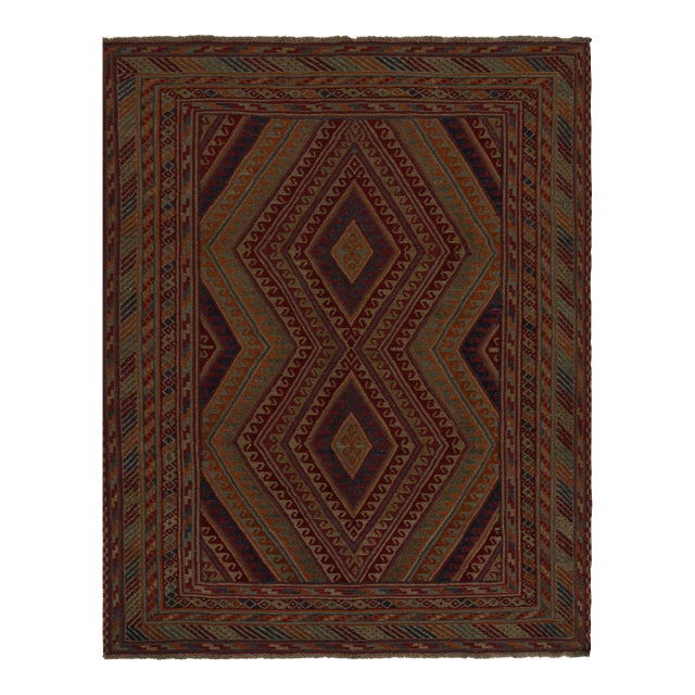 1950s Vintage Baluch Rug in Gold, Blue, Red & Green Patterns, From Rug & Kilim For Sale