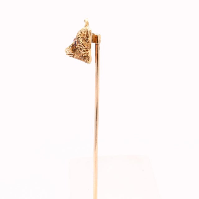 Vintage 14k Gold Figural Bear Head Stickpin For Sale - Image 4 of 13