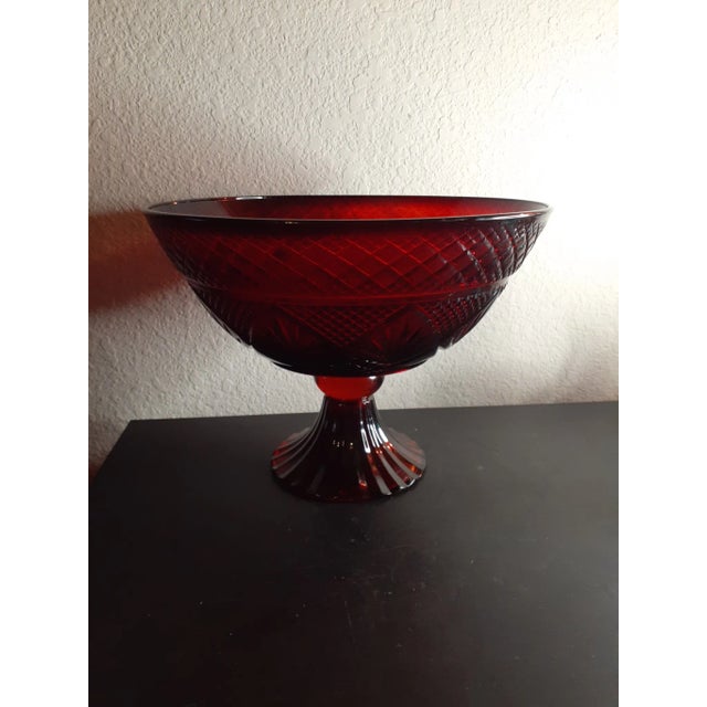 This is a GORGEOUS Cristal D Arques France 10" Ruby Red Pedestal Compote Bowl. Several other Cristal D Arques items sold...