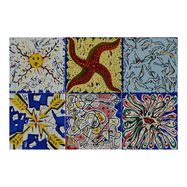 “La Suite Catalane” Set of 6 Salvadore Dali Designed Ceramic Tiles. 1954. New Unused For Sale