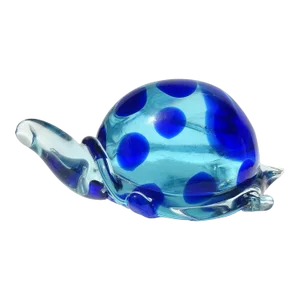 Murano Salviati Light and Dark Blue Spots Italian Art Glass Abstract Turtle Figure Sculpture Glows