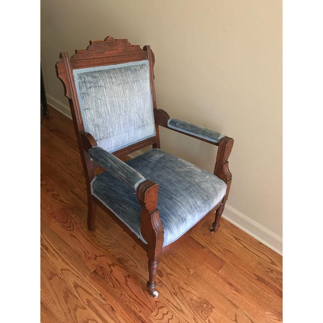 Blue Velvet Eastlake Chair Chairish