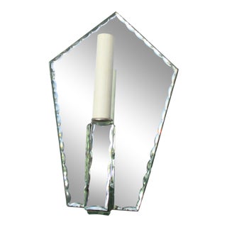 Hollywood Regency Mirrored Single Light Sconce For Sale