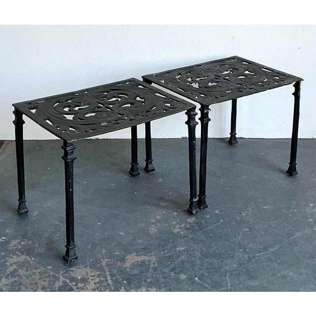 Vintage Wrought Iron Side Tables - A Pair For Sale - Image 10 of 12