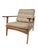 Scandinavian Modern Mid Century Walnut Framed Armchair with Striped Cushions The car is build from solid walnut featuring...